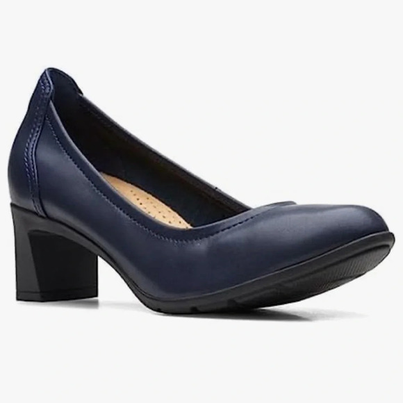 Clark’s women leather shoes, NEW! Chunky heel,Neiley Pearl,comfy,office,classy - Picture 1 of 14